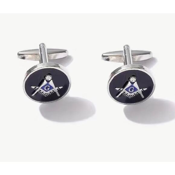 Masonic Enamel Silver Cufflinks - Picture 2 of 2